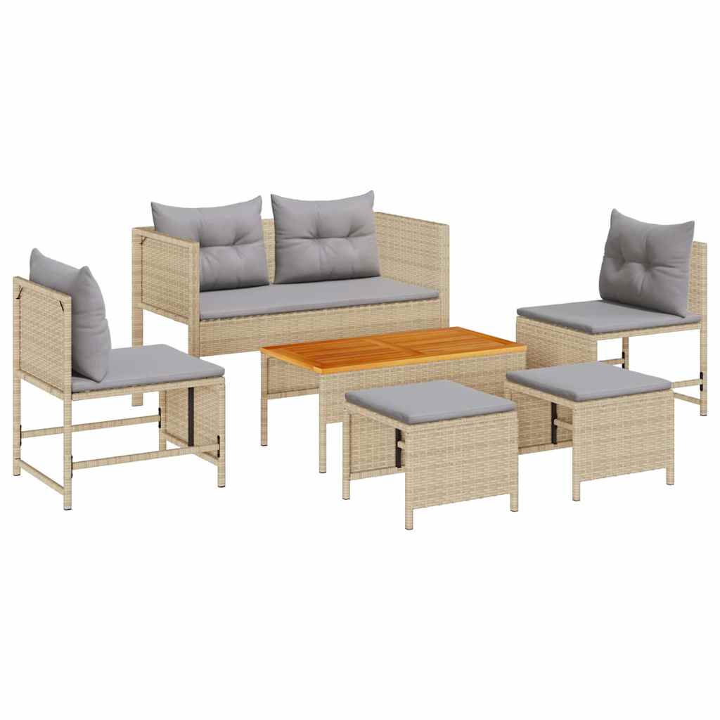 Ensemble de canapé de jardin 6 pcs Beige et Gris clair - XIOS