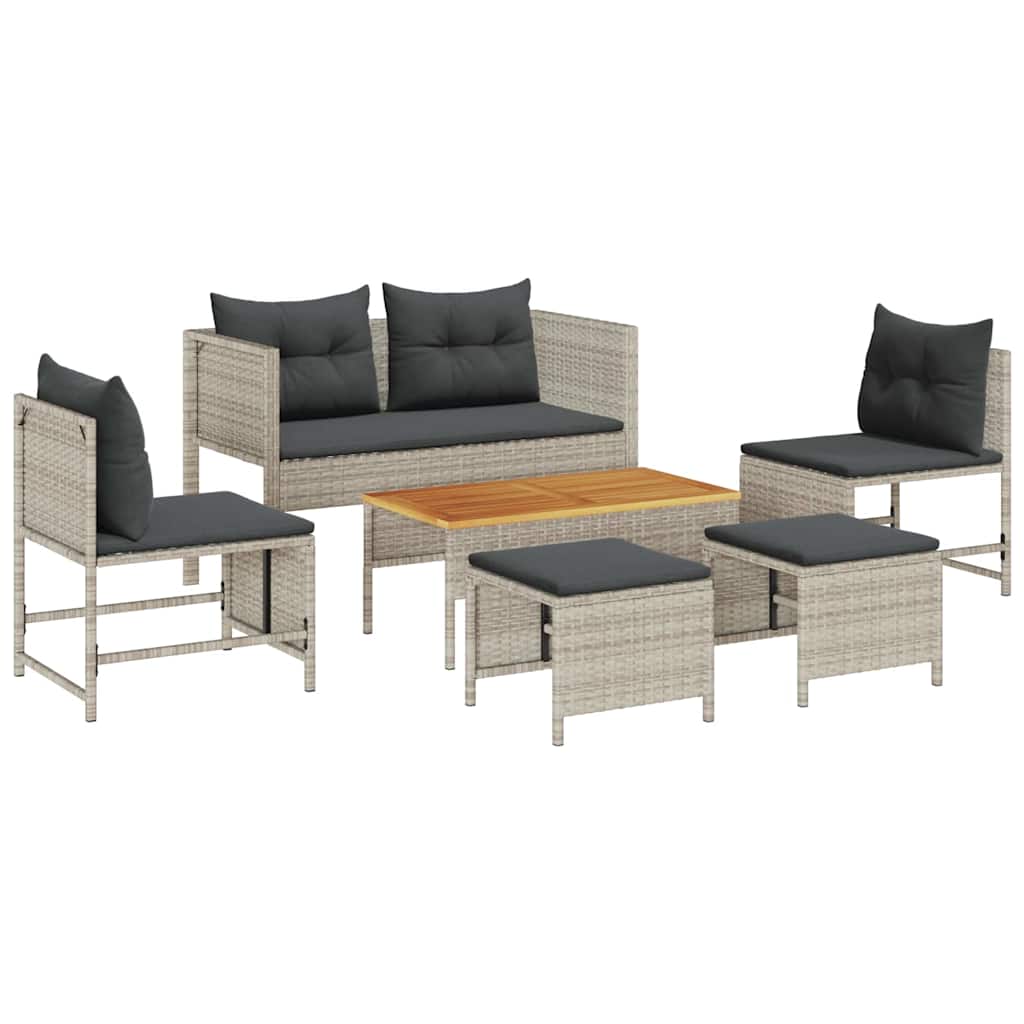 Ensemble de canapé de jardin 6 pcs Gris clair et gris foncé - XIOS