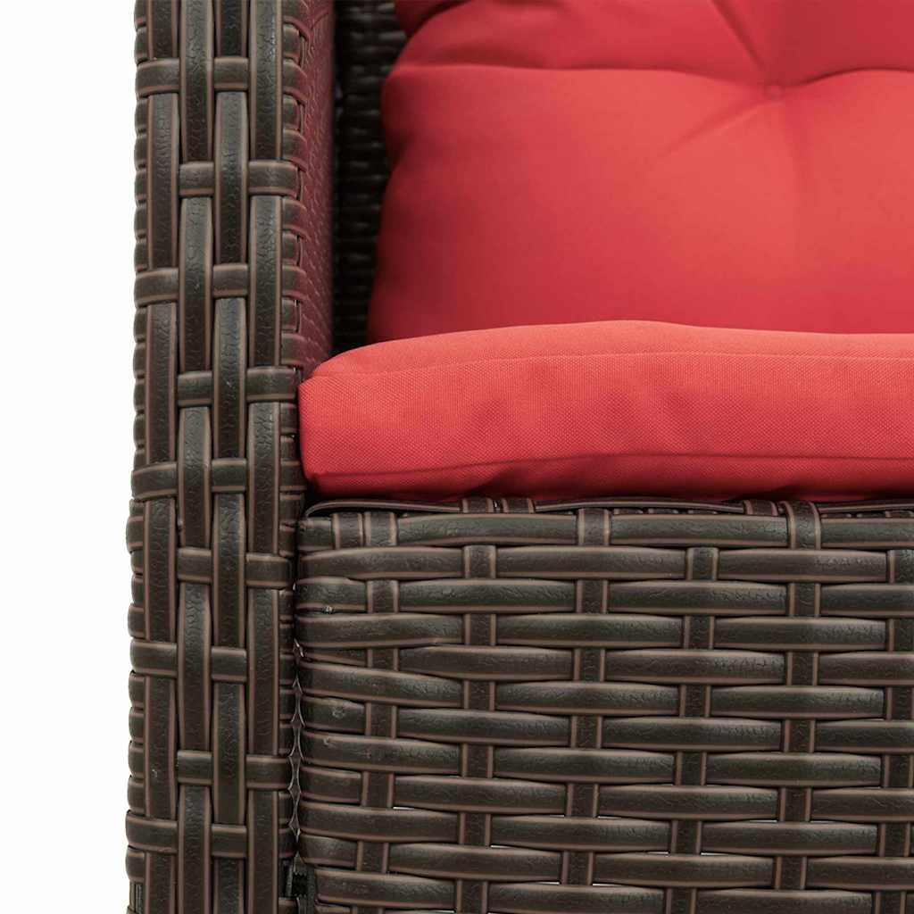 Ensemble de canapé de jardin 6 pcs Marron et rouge polyrotin - XIOS