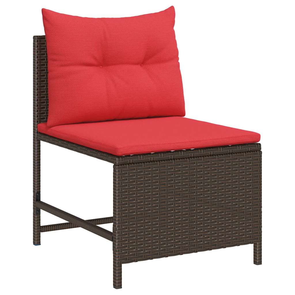 Ensemble de canapé de jardin 6 pcs Marron et rouge polyrotin - XIOS