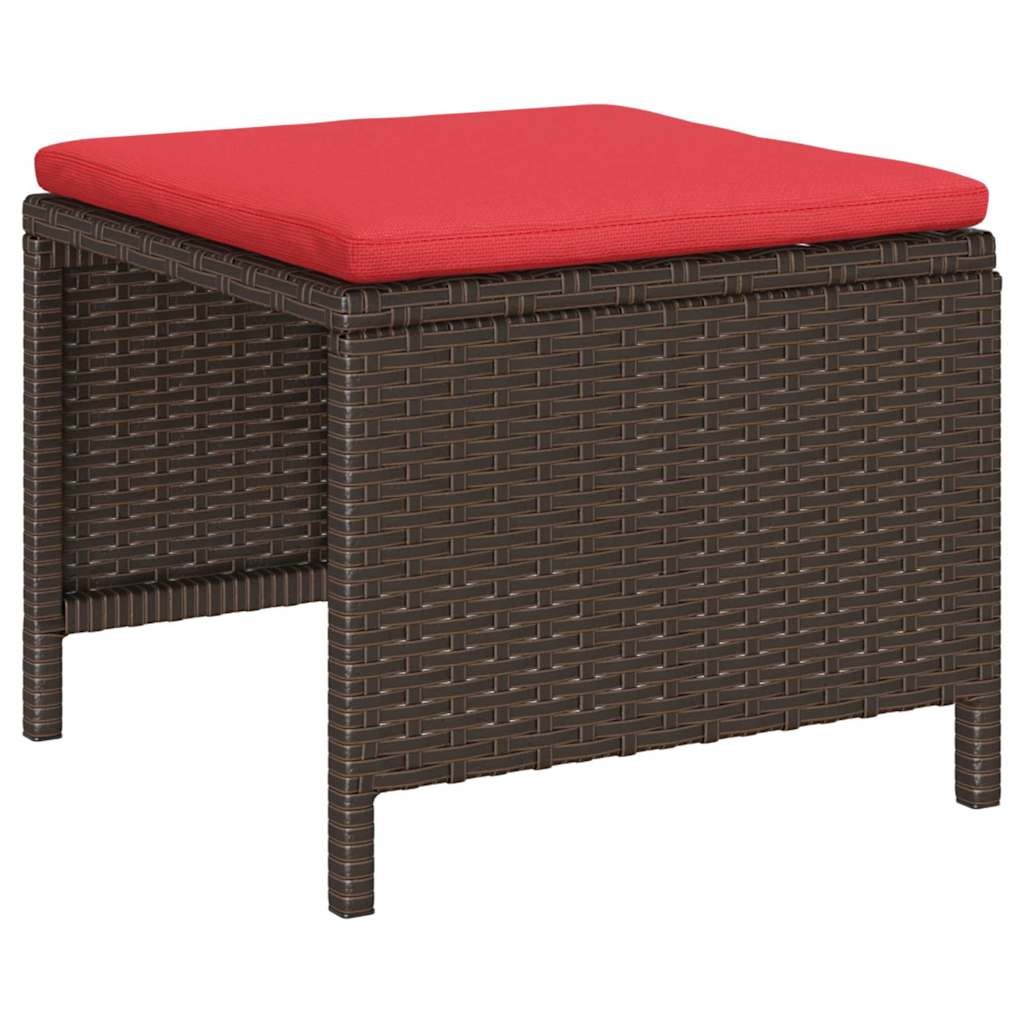 Ensemble de canapé de jardin 6 pcs Marron et rouge polyrotin - XIOS