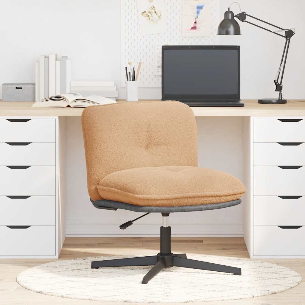 Chaise pivotante de bureau beige bouclé comme de la laine tissu - XIOS