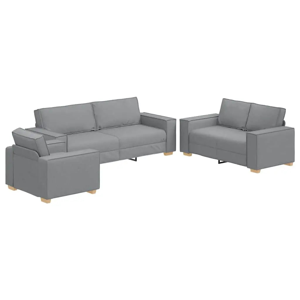 Canapé 3 pc Gris clair Tissu en lin mélangé - XIOS