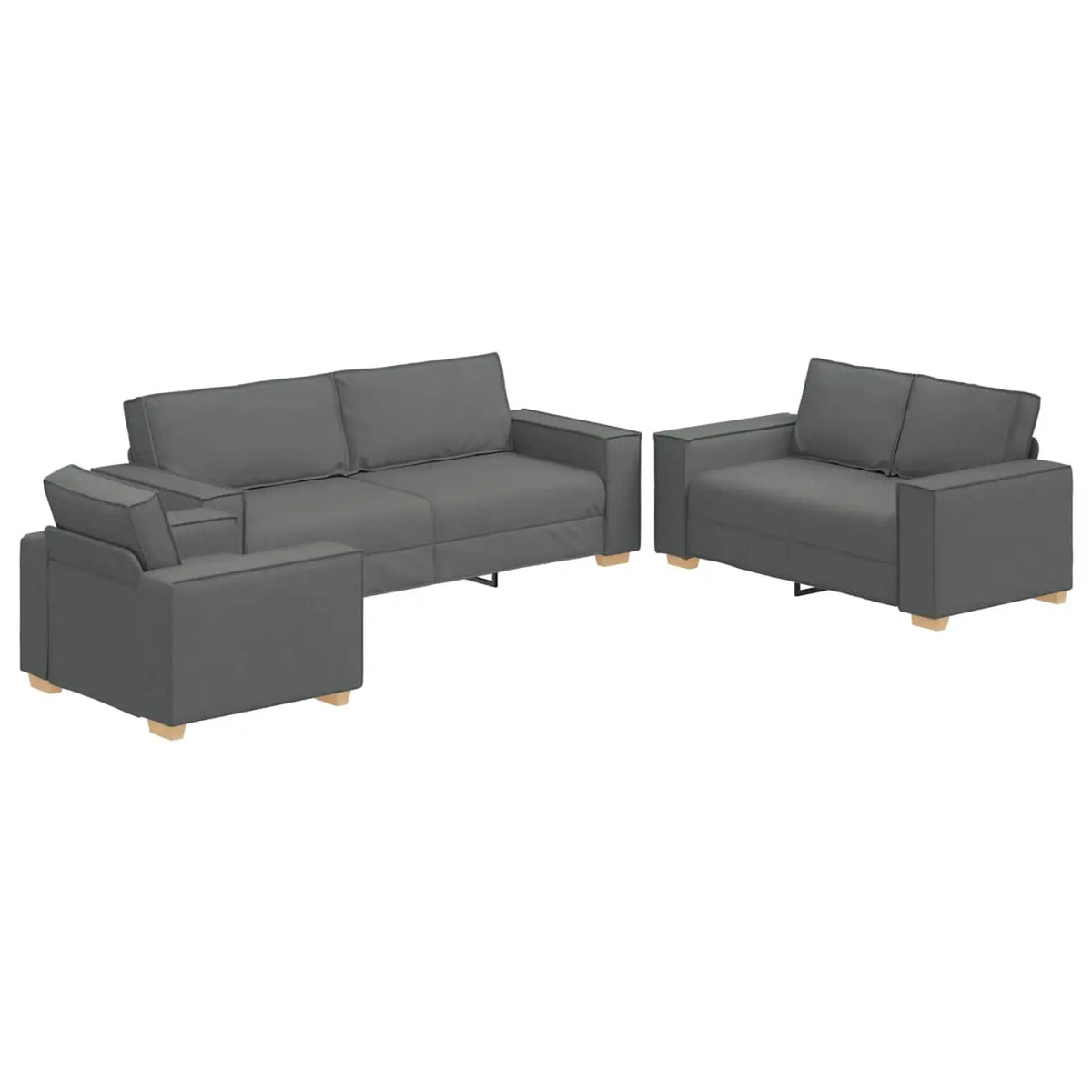 Canapé 3 pc Gris foncé Tissu en lin mélangé - XIOS
