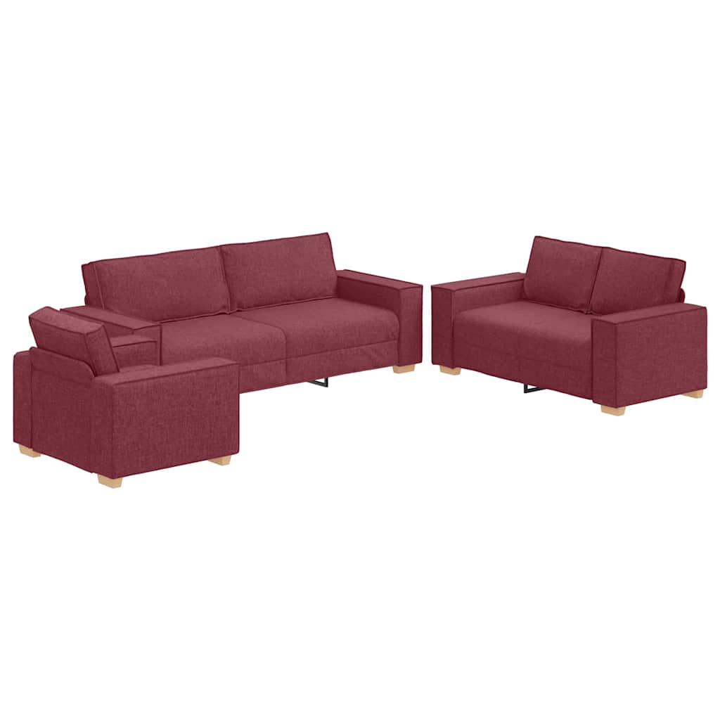 Canapé 3 pcs Bordeaux 220 x 80 x 84 cm Tissu en lin mélangé - XIOS