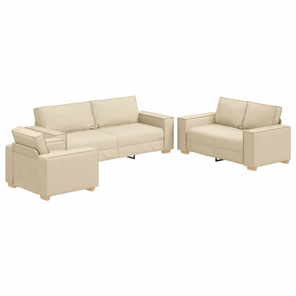 Ensemble de Canapés 3 pcs Crème 220 x 78 x 84 cm tissu - XIOS
