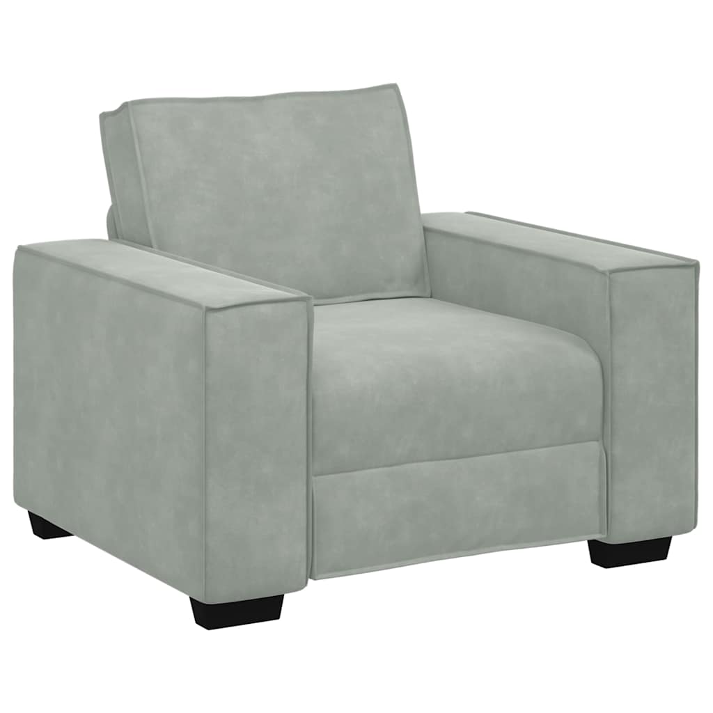 Canapé 3 pc Gris clair Tissu en lin mélangé