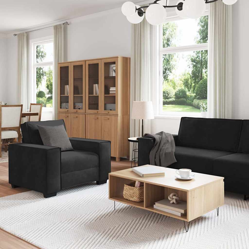 Ensemble de canapés 3 pcs avec coussins Noir Velours - XIOS