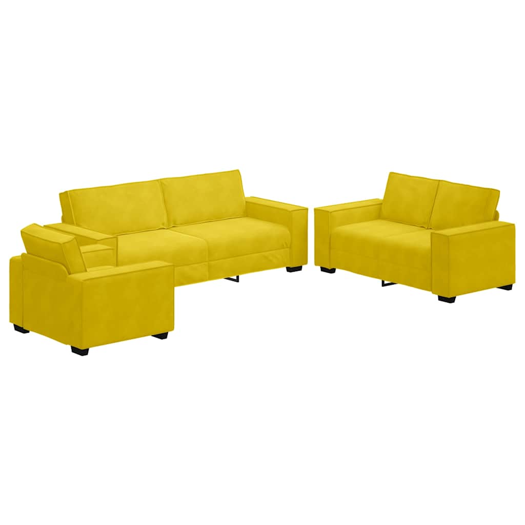 Ensemble de canapés 3 pcs avec coussins Jaune Velours - XIOS