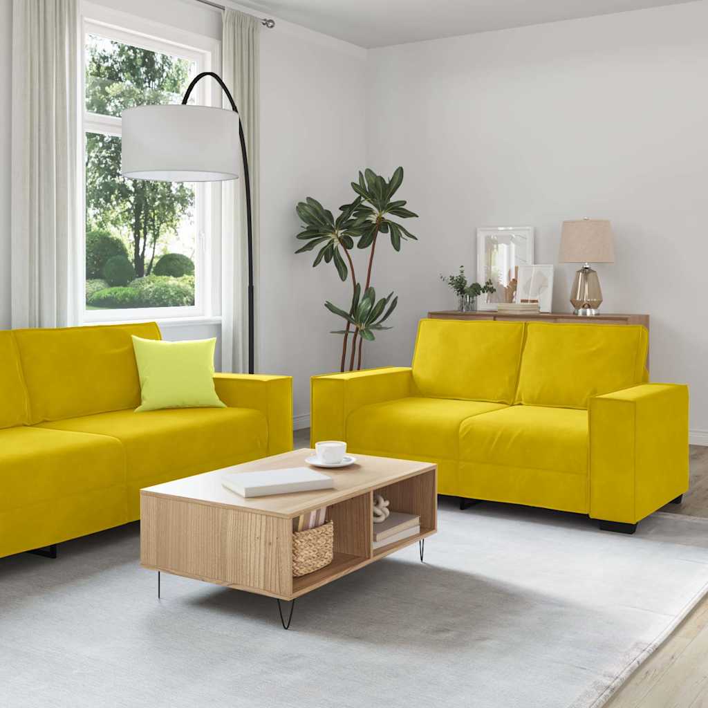 Ensemble de canapés 3 pcs avec coussins Jaune Velours - XIOS