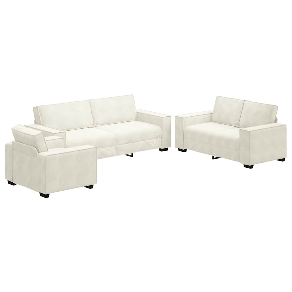 Ensemble de canapés 3 pcs avec coussins Crème Velours - XIOS