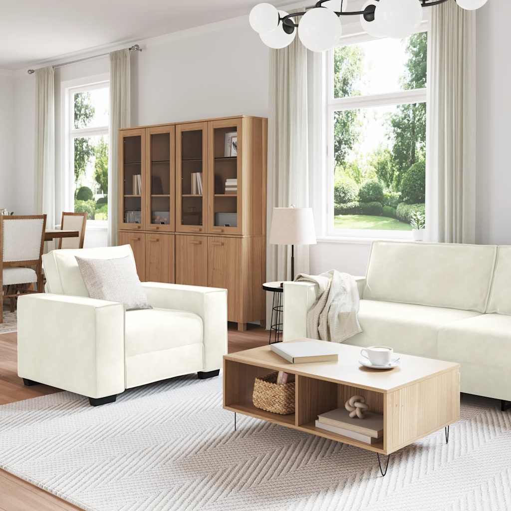 Ensemble de canapés 3 pcs avec coussins Crème Velours - XIOS