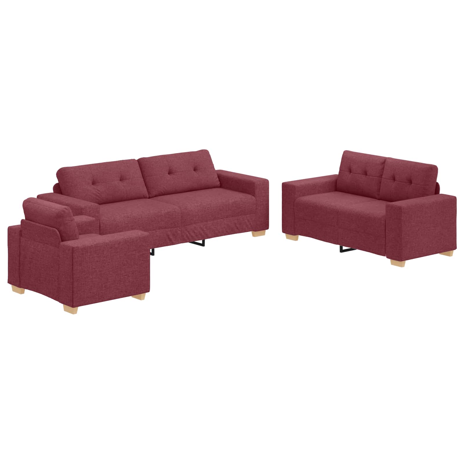 Canapé 3 pcs Rouge Vent 221 x 80 x 80 cm Tissu en lin mélangé - XIOS