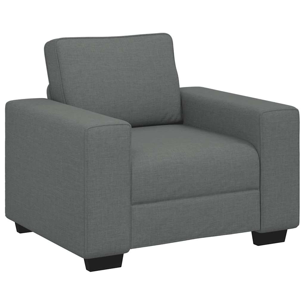 Ensemble de canapé 3 pcs avec coussins en tissu gris foncé