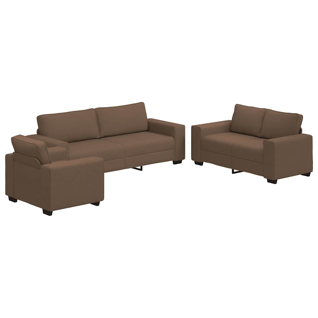 Ensemble de canapé 3 pcs avec coussins en tissu marron - XIOS