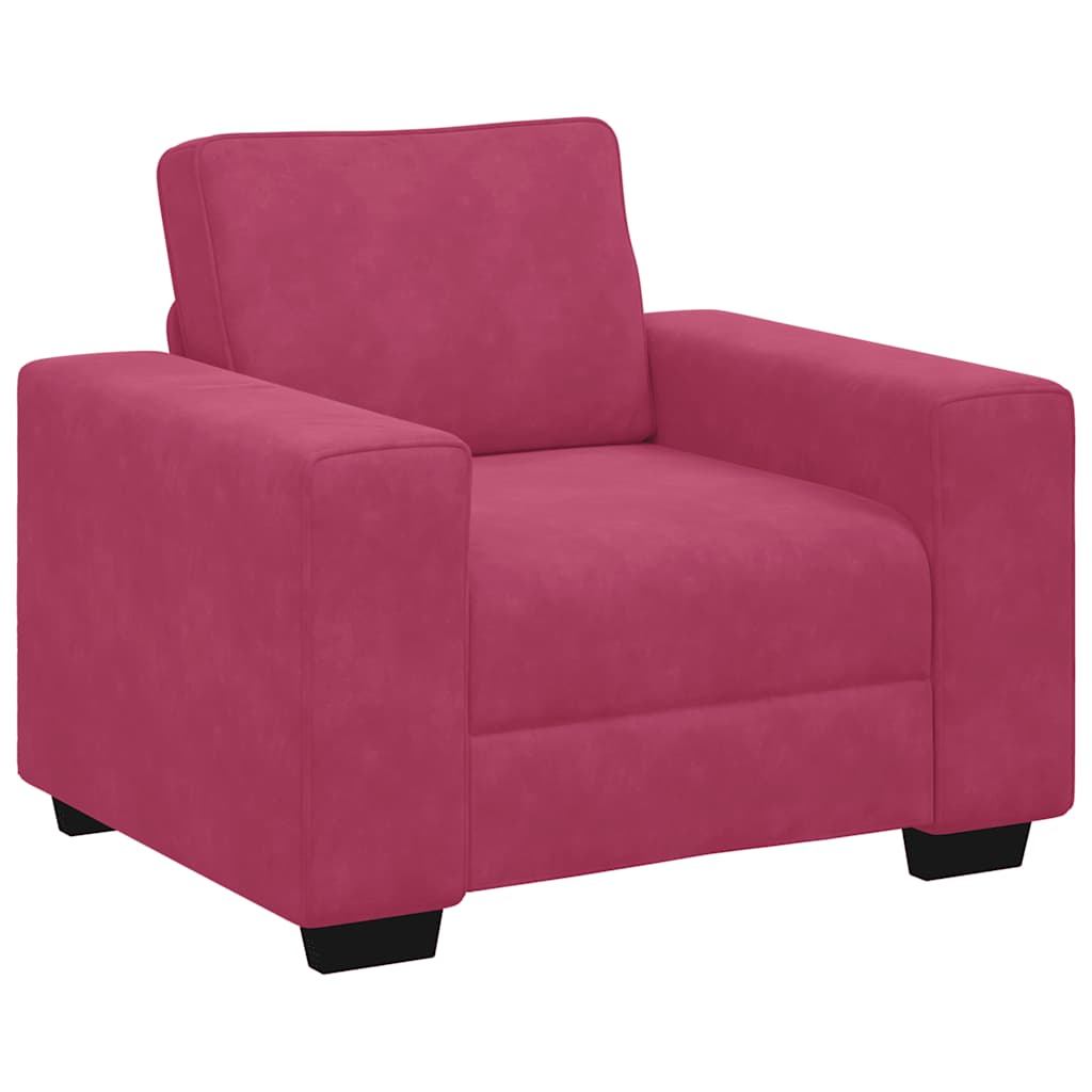 Ensemble de canapés 3 pcs avec coussins Rouge bordeaux Velours - XIOS