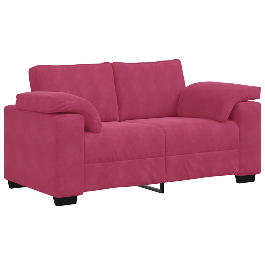 Ensemble de canapés 3 pcs avec coussins Rouge bordeaux Velours - XIOS