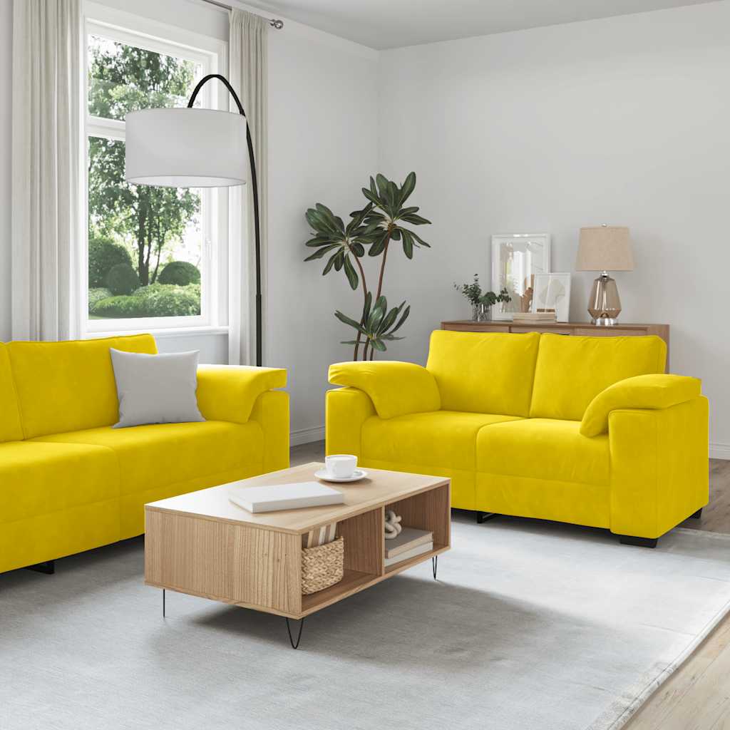 Ensemble de canapés 3 pcs avec coussins Jaune Velours - XIOS