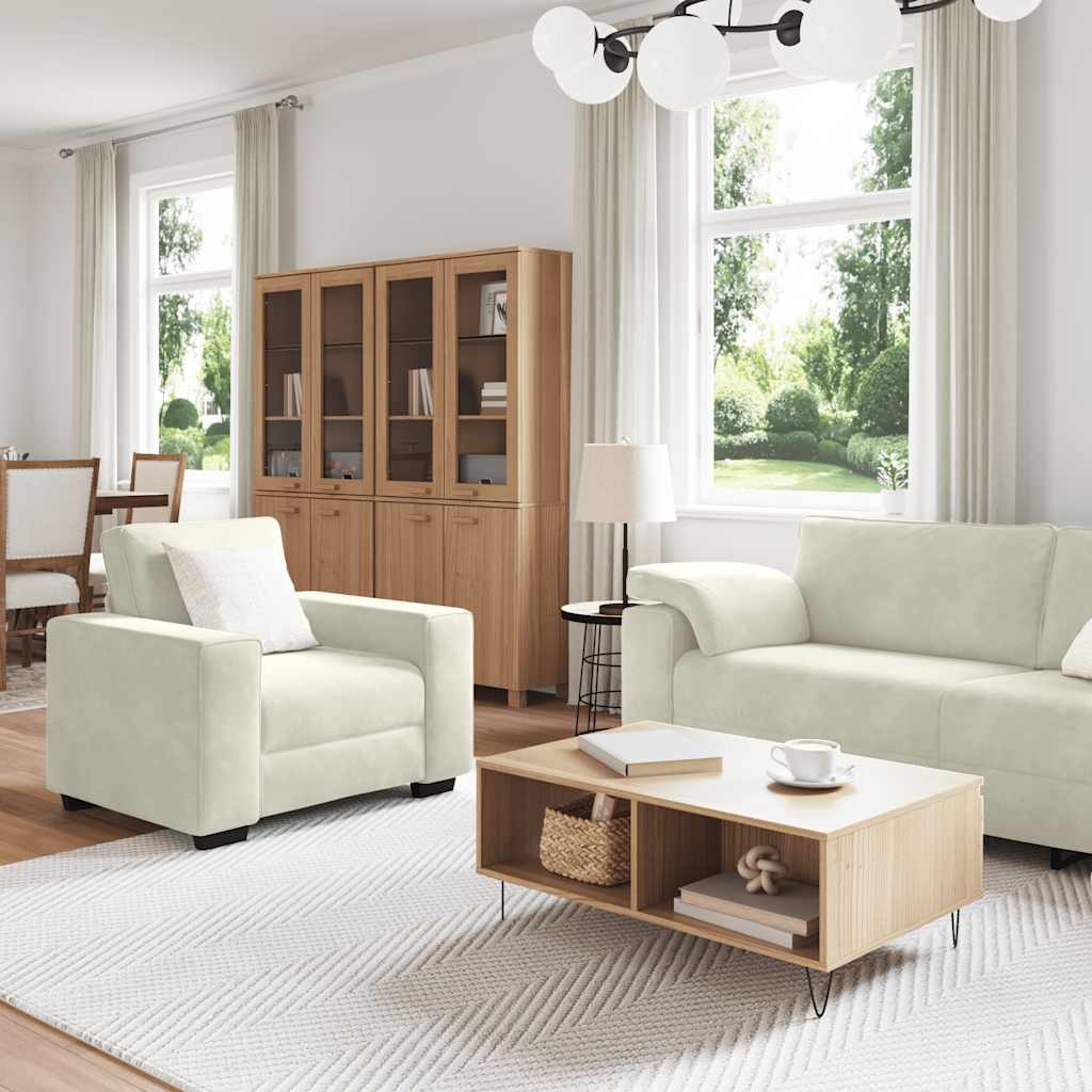 Ensemble de canapés 3 pcs avec coussins Crème Velours - XIOS