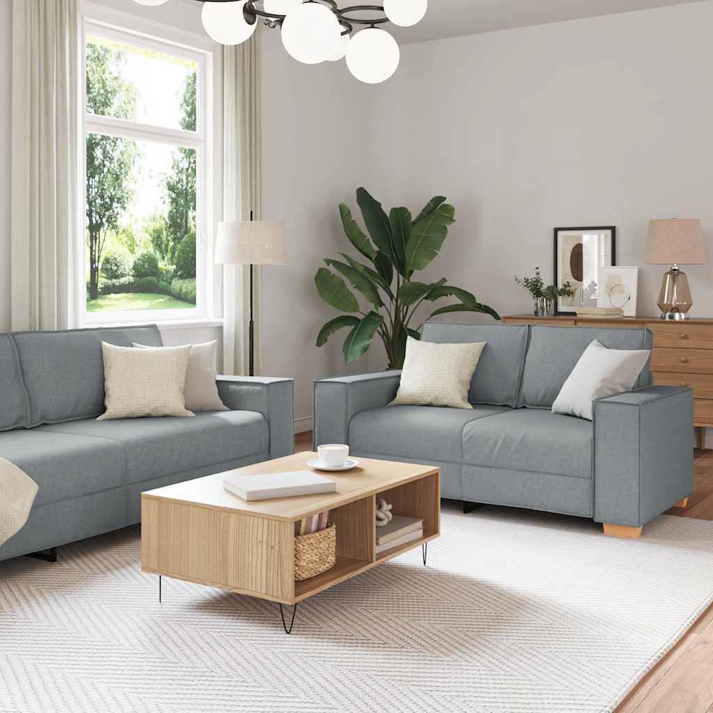 Ensemble de canapé 2 pcs avec coussins en tissu gris clair - XIOS