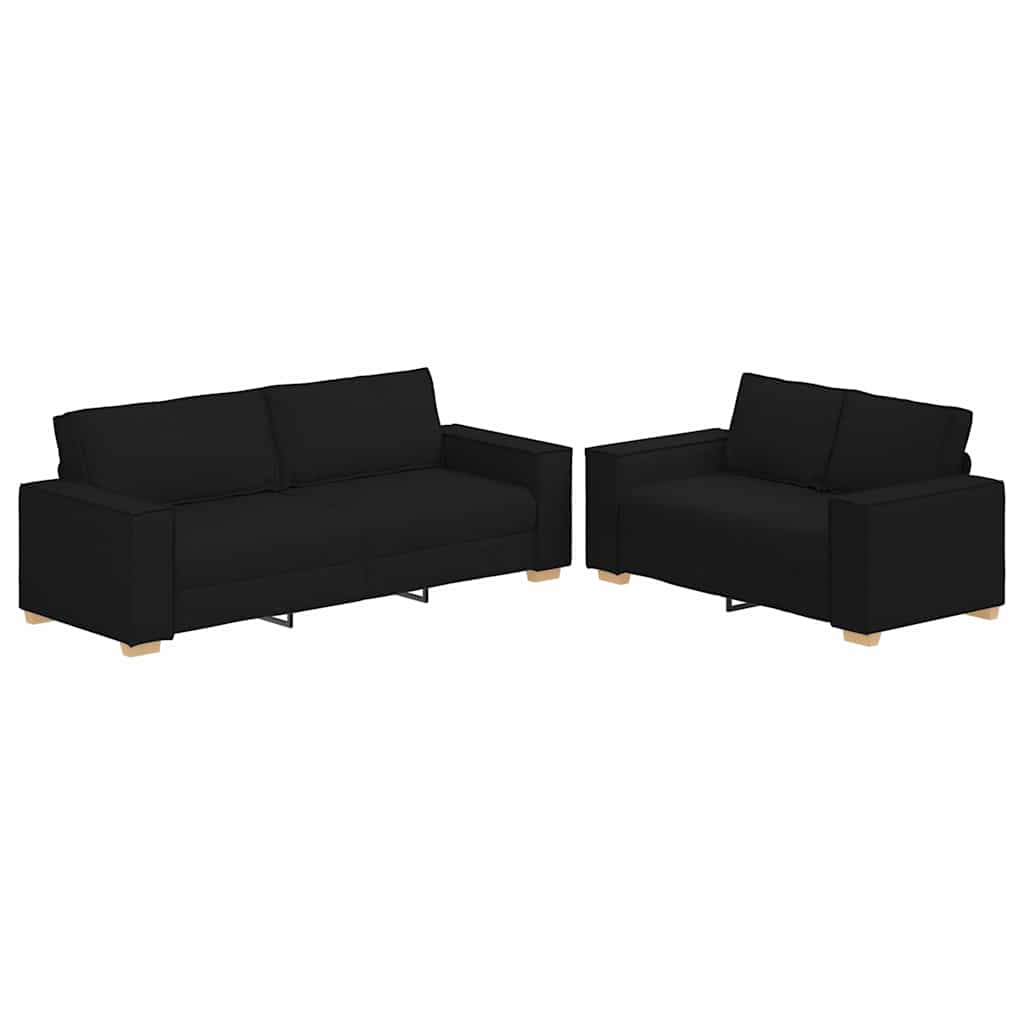 Ensemble de canapé 2 pcs avec coussins en tissu noir - XIOS