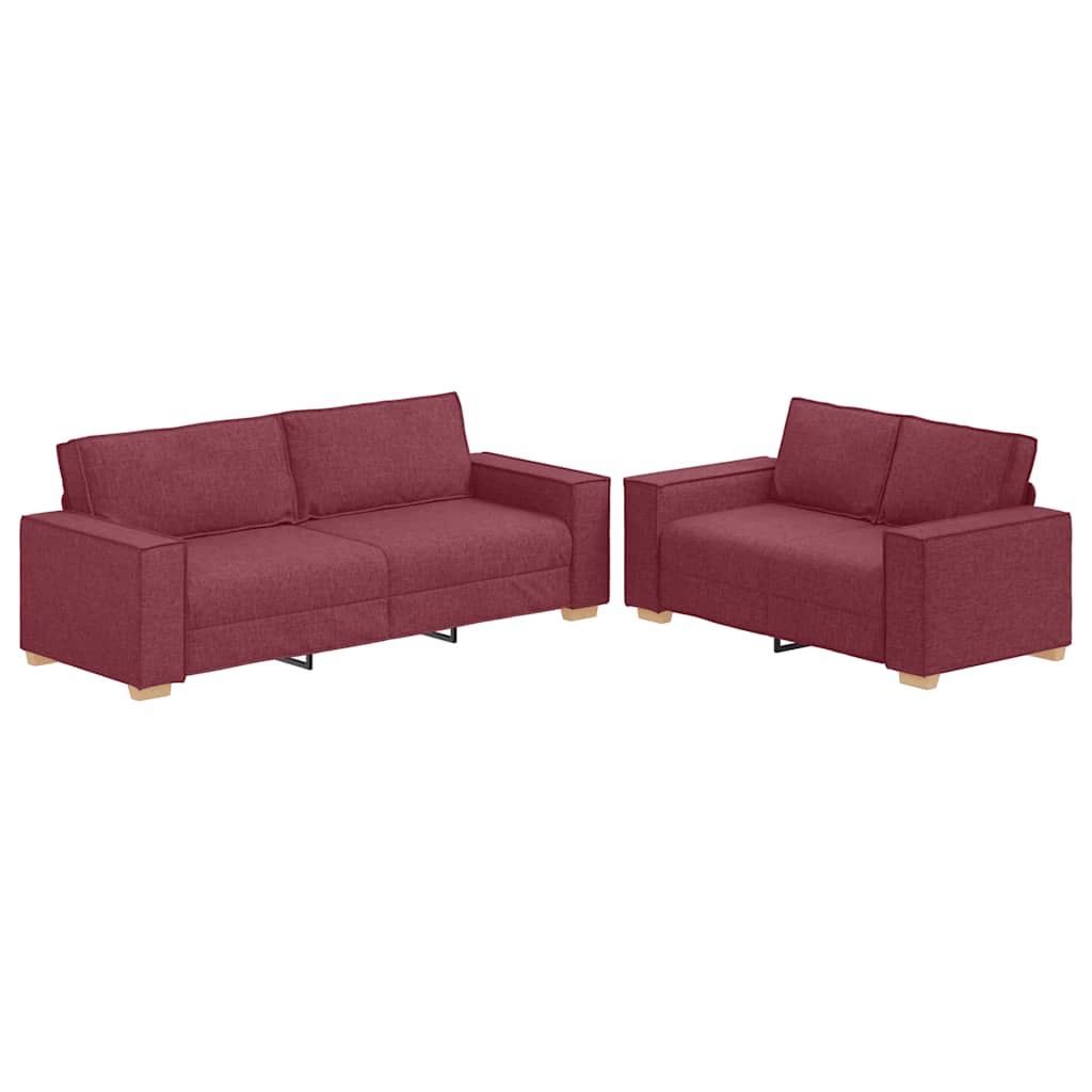 Ensemble de canapé 2 pcs avec coussins en tissu rouge bordeaux - XIOS