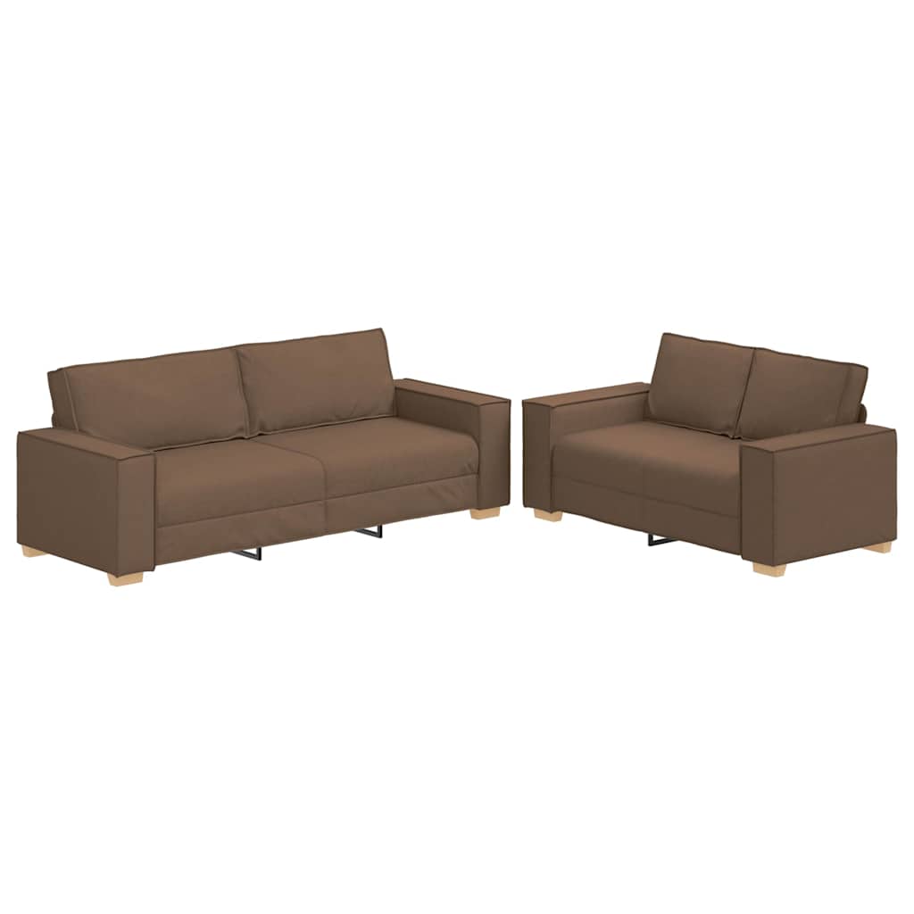 Ensemble de canapé 2 pcs avec coussins en tissu marron - XIOS