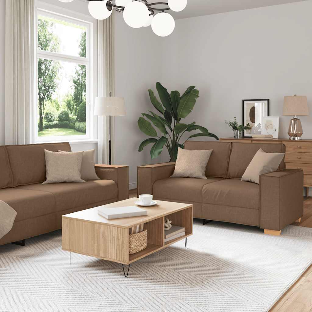 Ensemble de canapé 2 pcs avec coussins en tissu marron - XIOS