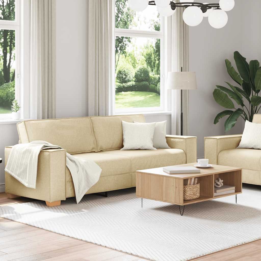 Ensemble de canapé 2 pcs avec coussins en tissu crème