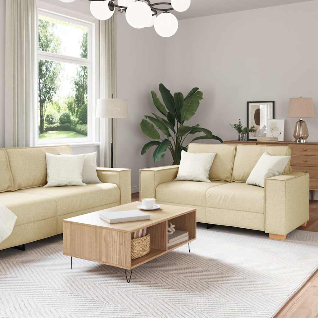 Ensemble de canapé 2 pcs avec coussins en tissu crème