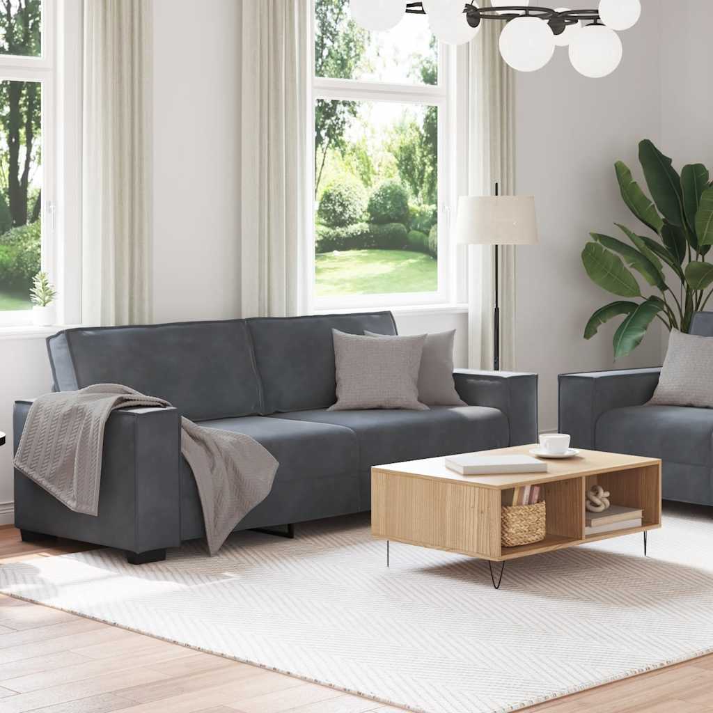 Ensemble canapé 2 pcs avec coussins velours gris foncé - XIOS