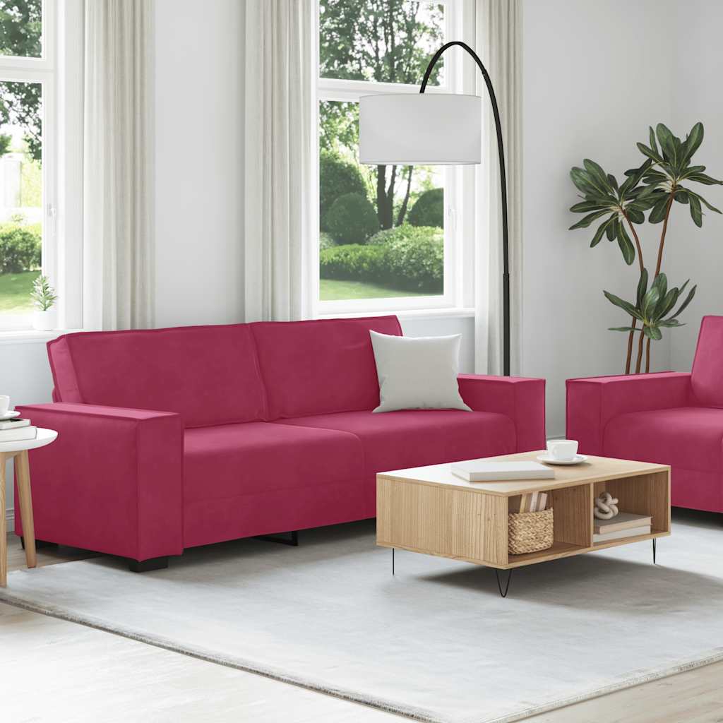 Ensemble de canapé 2 pcs avec coussins velours rouge bordeaux - XIOS