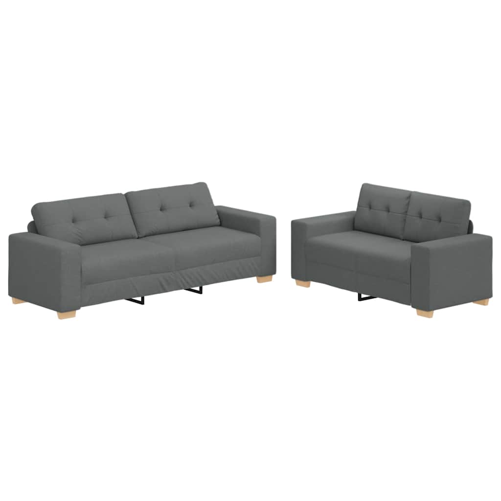 Ensemble de canapé 2 pcs avec coussins en tissu gris foncé - XIOS