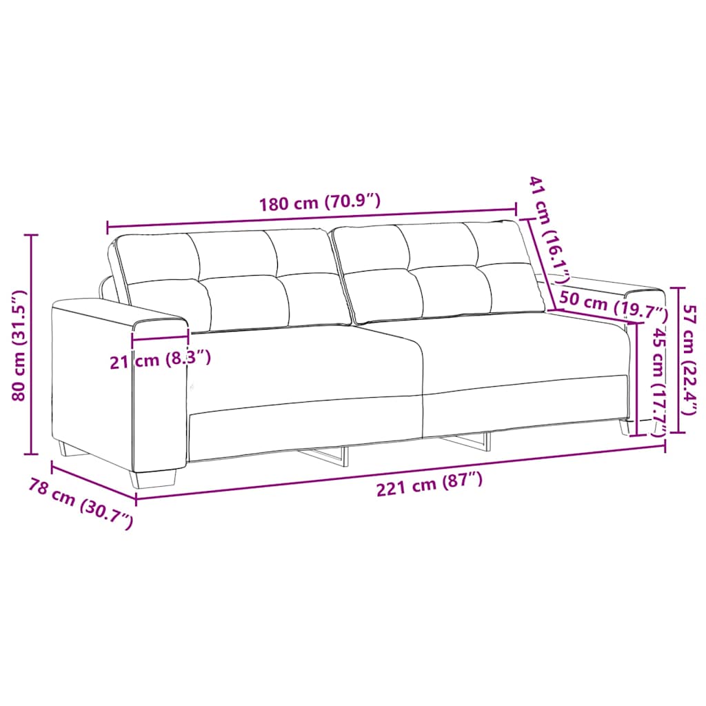 Ensemble de canapé 2 pcs avec coussins en tissu gris foncé - XIOS