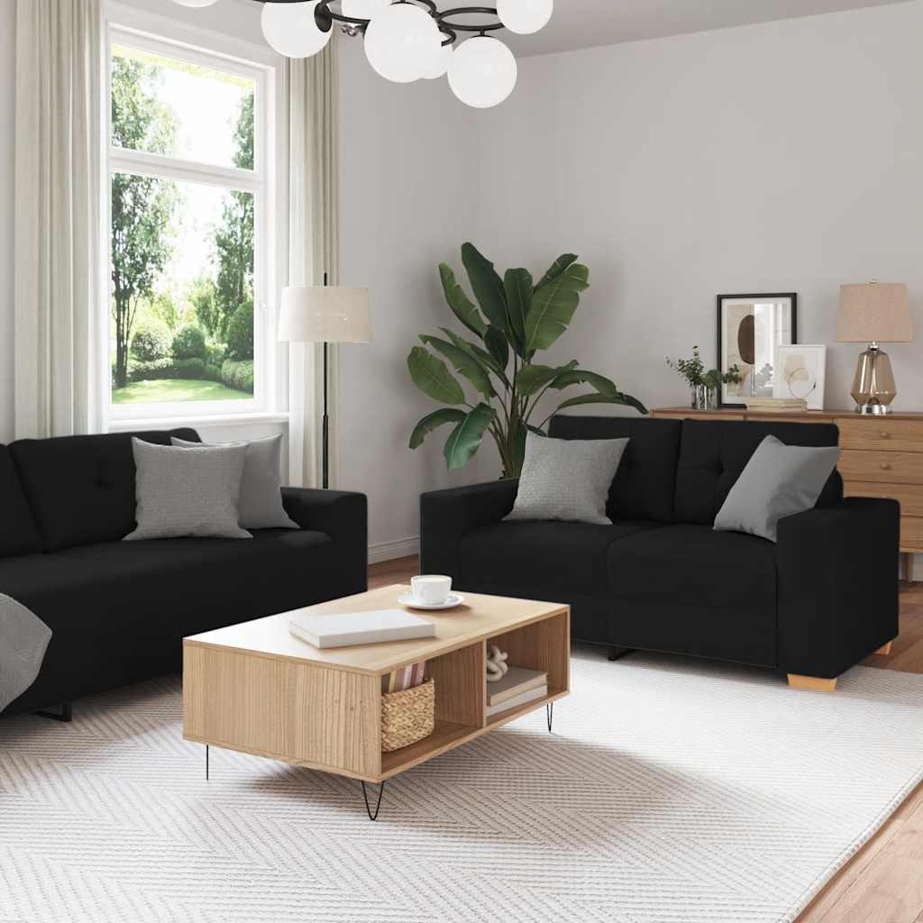 Ensemble de canapé 2 pcs avec coussins en tissu noir - XIOS
