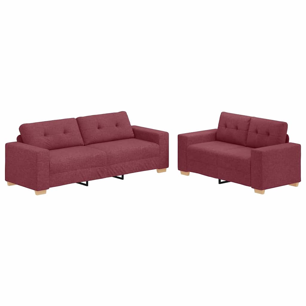 Ensemble de Canapés 2 pcs Bordeaux 221 x 78 x 80 cm Tissu - XIOS