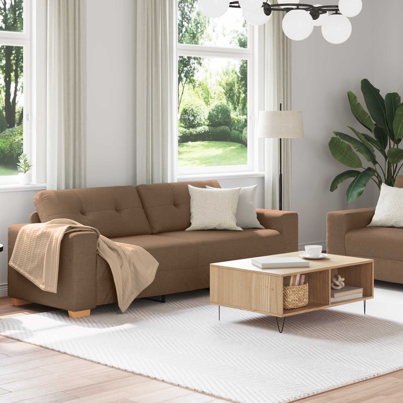Canapé 2 pcs Marron 221 x 80 x 80 cm Tissu - XIOS