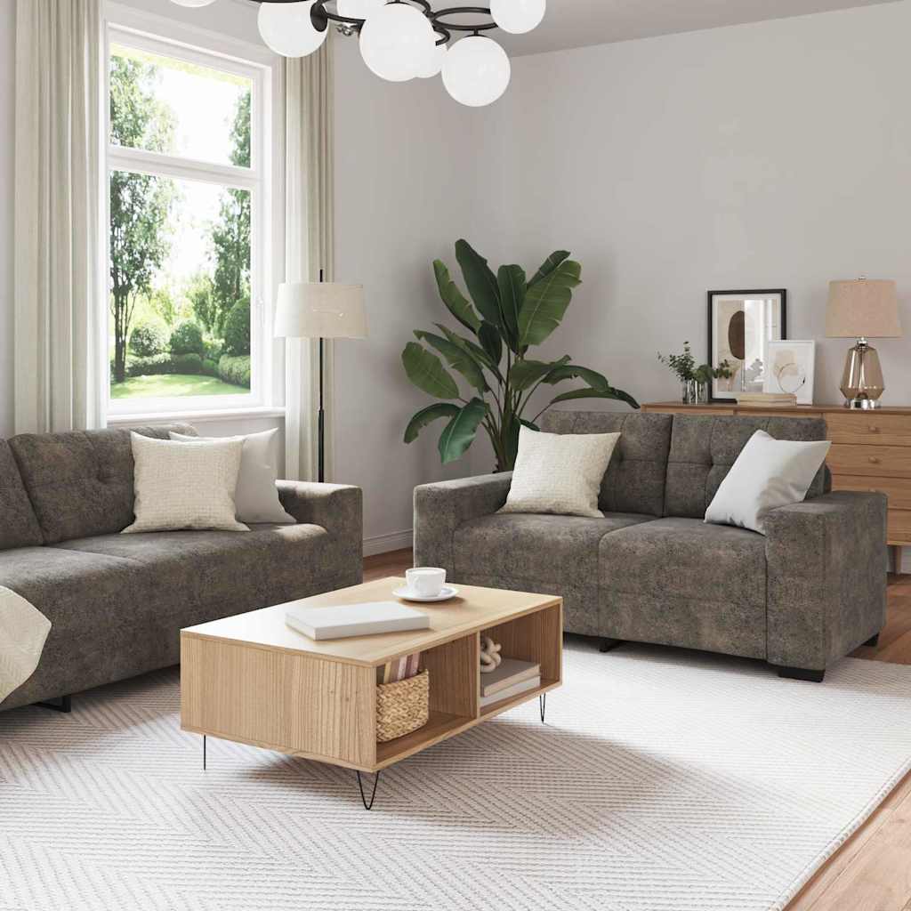 Canapé 2 pcs Gris foncé 221 x 80 x 80 cm tissu - XIOS