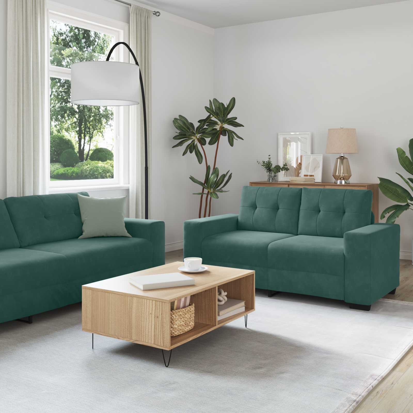 Canapé 2 pcs Vert foncé 221 x 80 x 80 cm tissu
