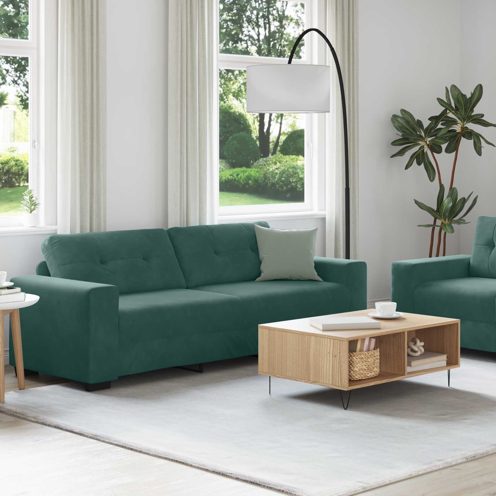 Canapé 2 pcs Vert foncé 221 x 80 x 80 cm tissu