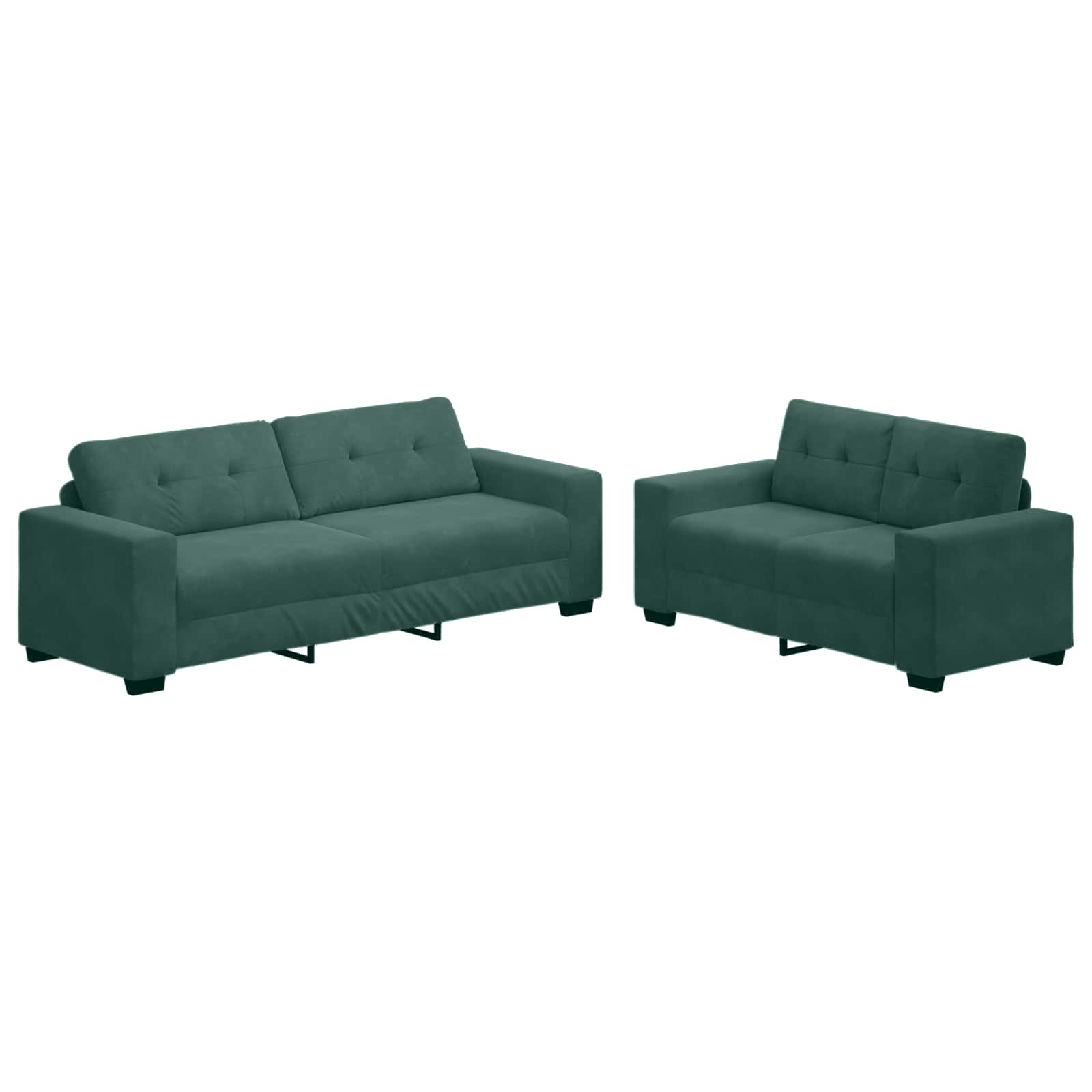 Canapé 2 pcs Vert foncé 221 x 80 x 80 cm tissu