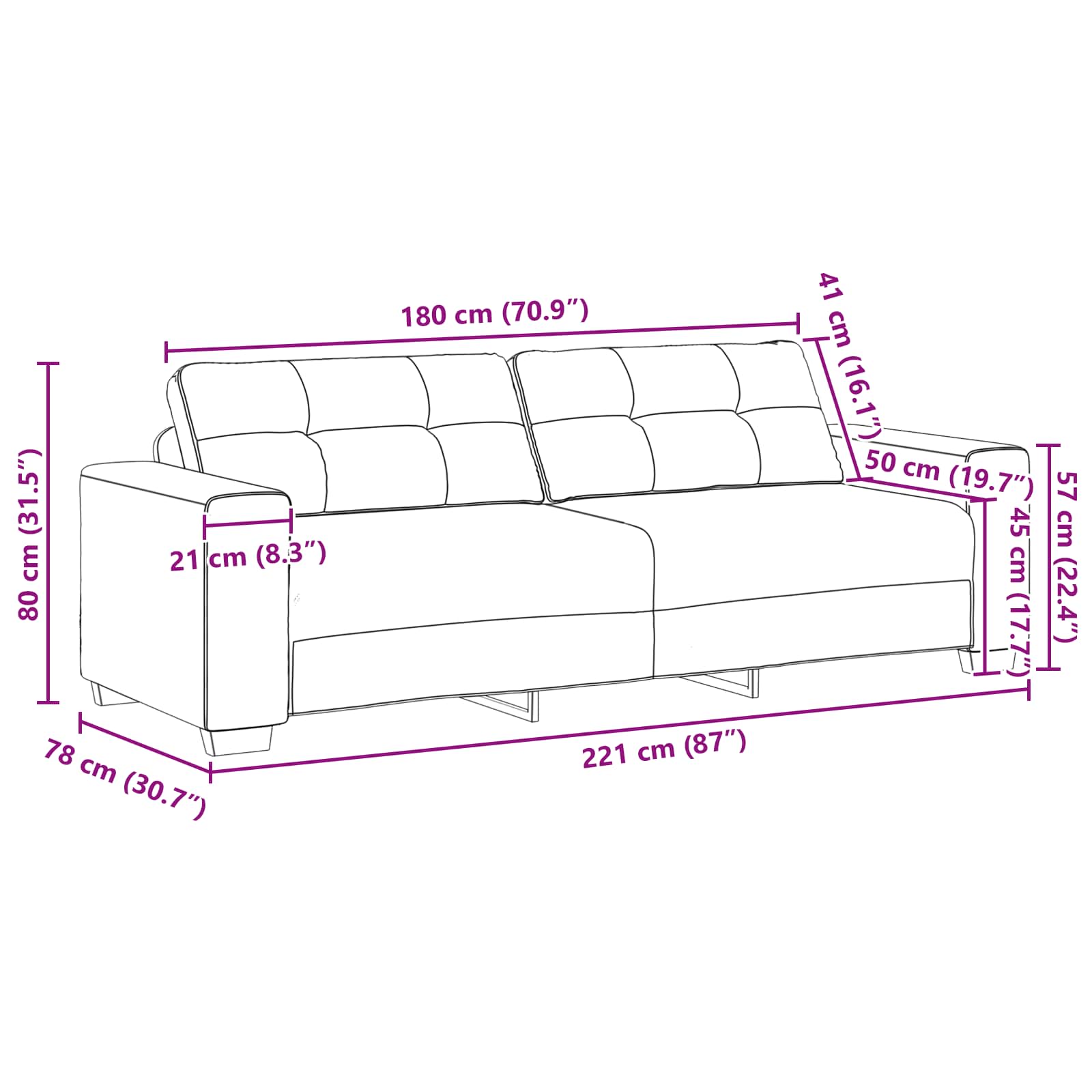 Canapé 2 pcs Rouge Vin 221 x 80 x 80 cm tissu - XIOS