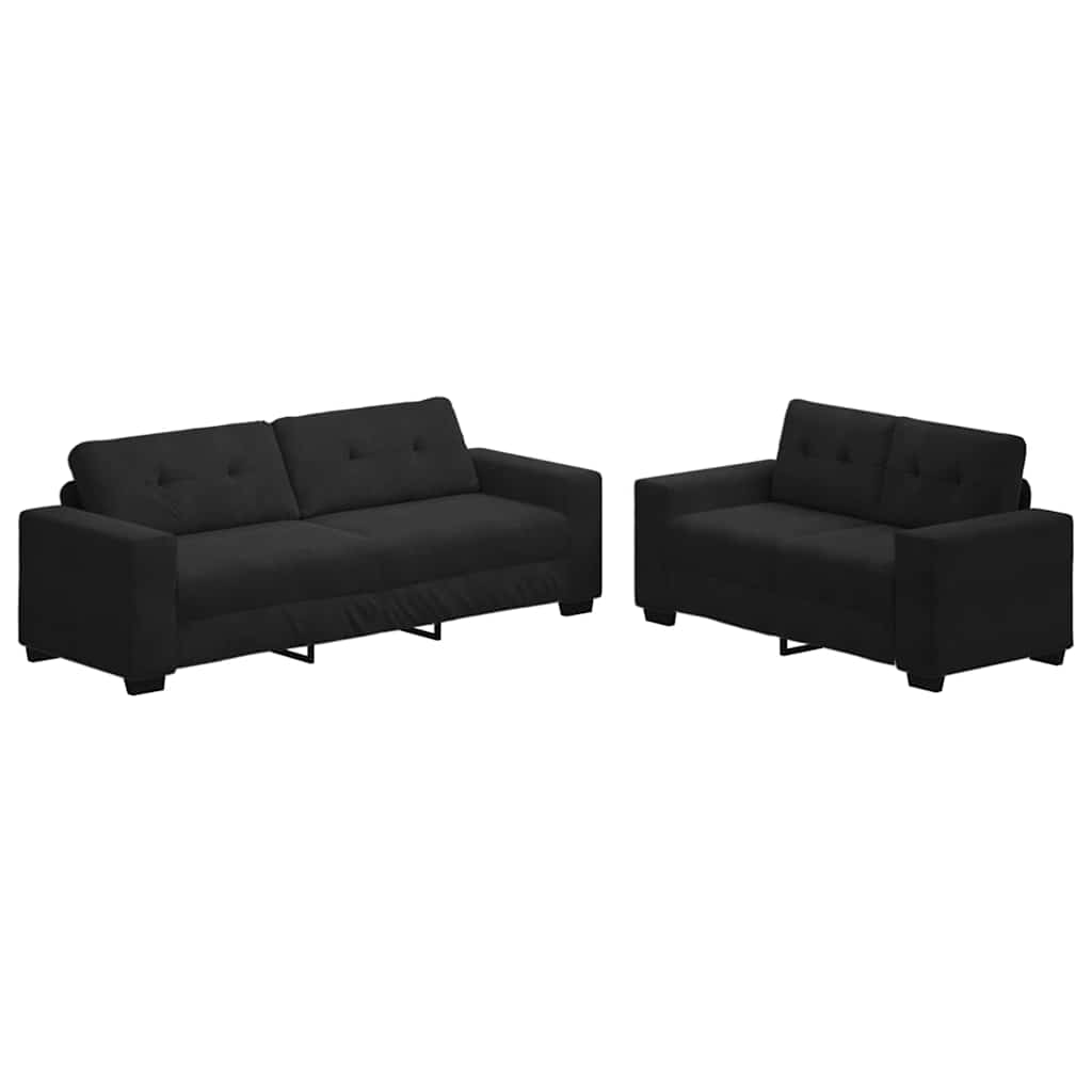 Ensemble canapé 2 pcs avec coussins velours noir