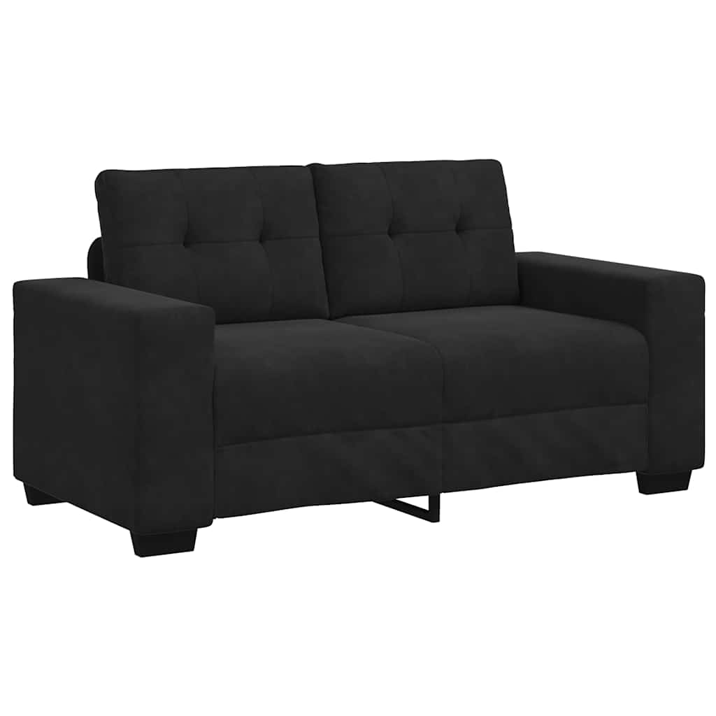 Ensemble canapé 2 pcs avec coussins velours noir