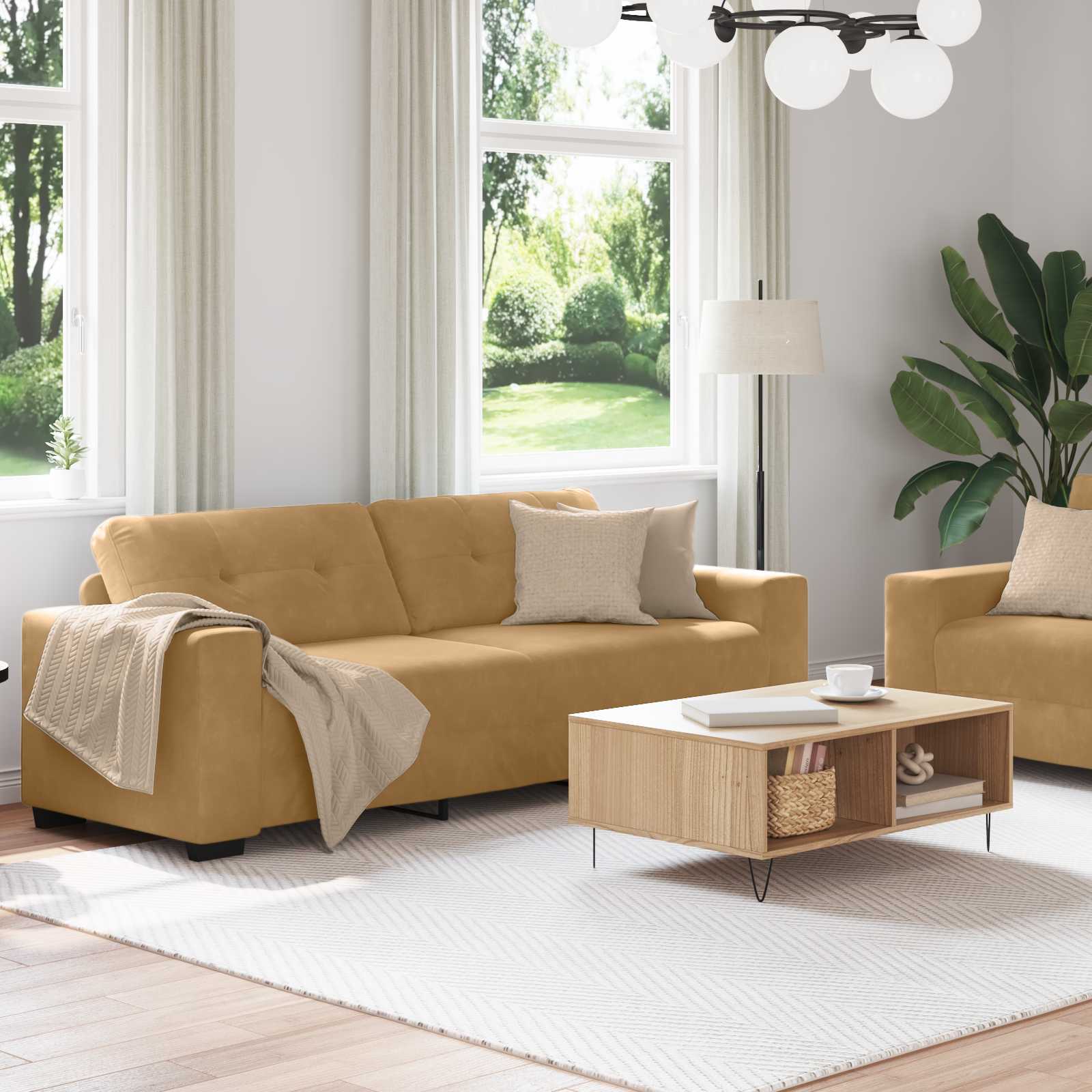 Canapé 2 pcs Marron 221 x 80 x 80 cm Velours