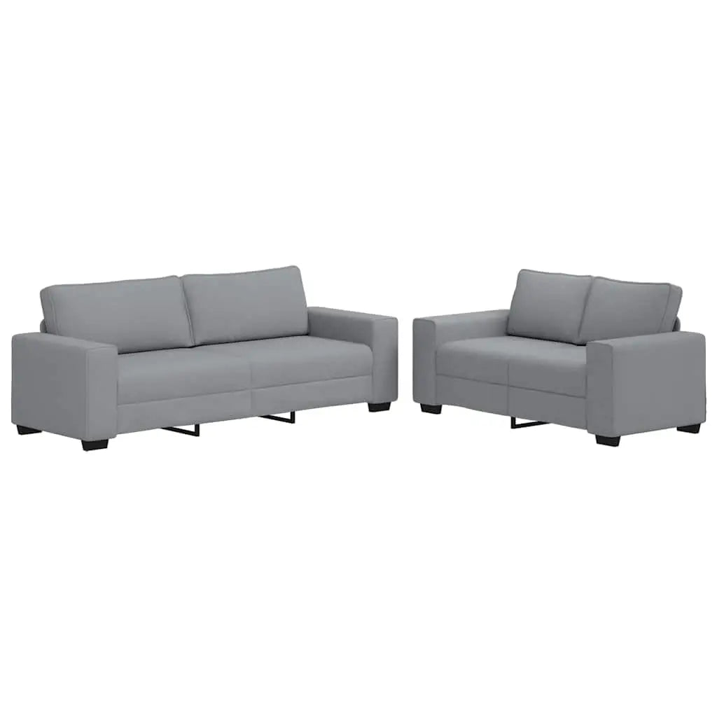 Ensemble de canapé 2 pcs avec coussins en tissu gris clair - XIOS