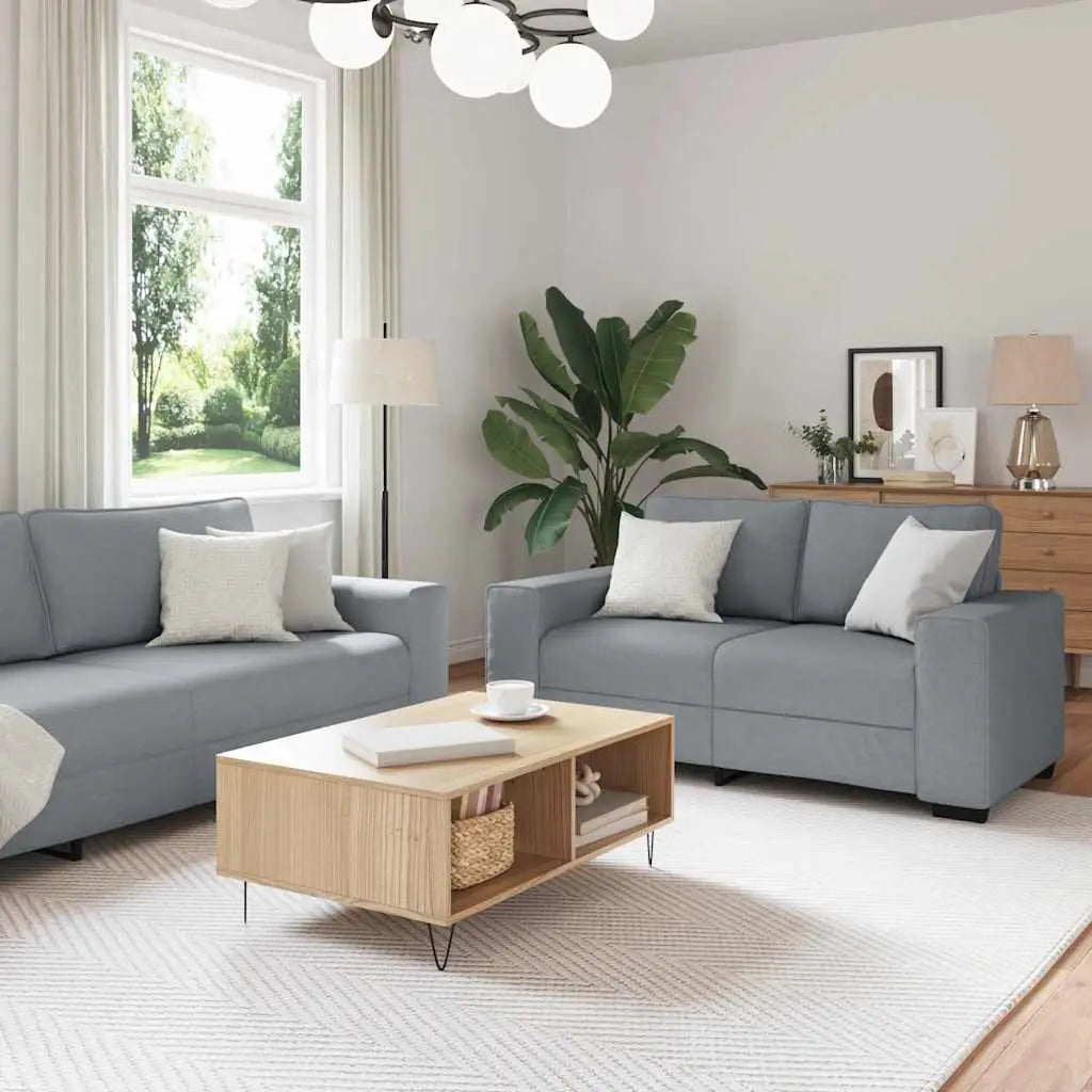 Ensemble de canapé 2 pcs avec coussins en tissu gris clair - XIOS