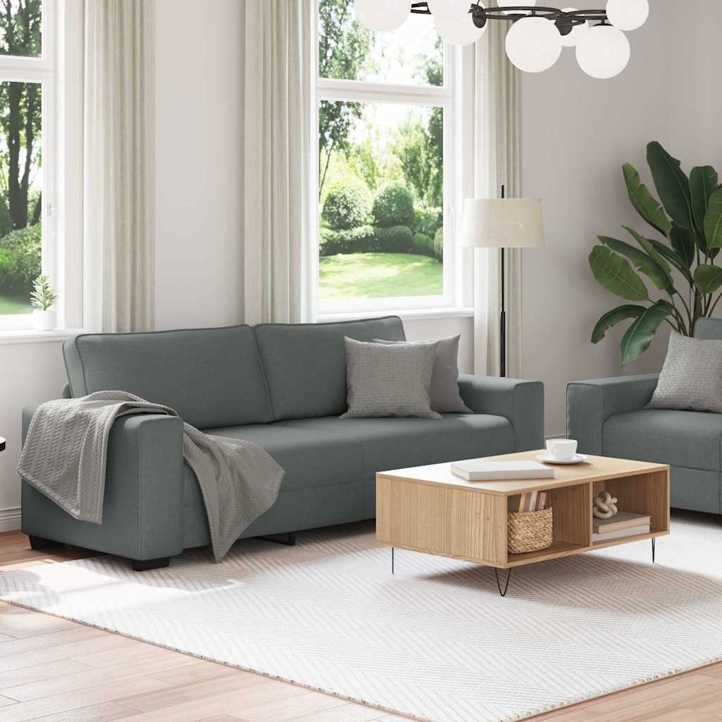 Ensemble de canapé 2 pcs avec coussins en tissu gris foncé