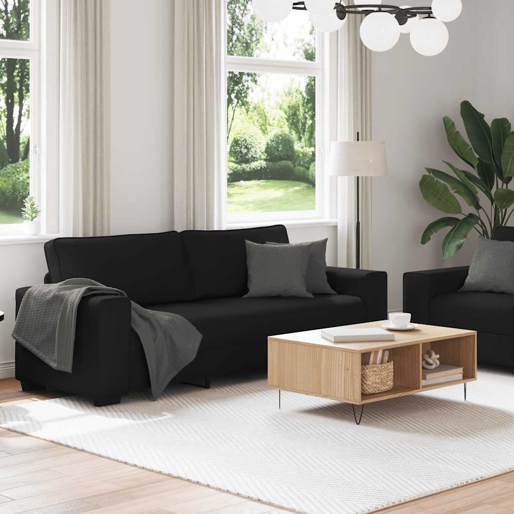 Ensemble de canapé 2 pcs avec coussins en tissu noir - XIOS