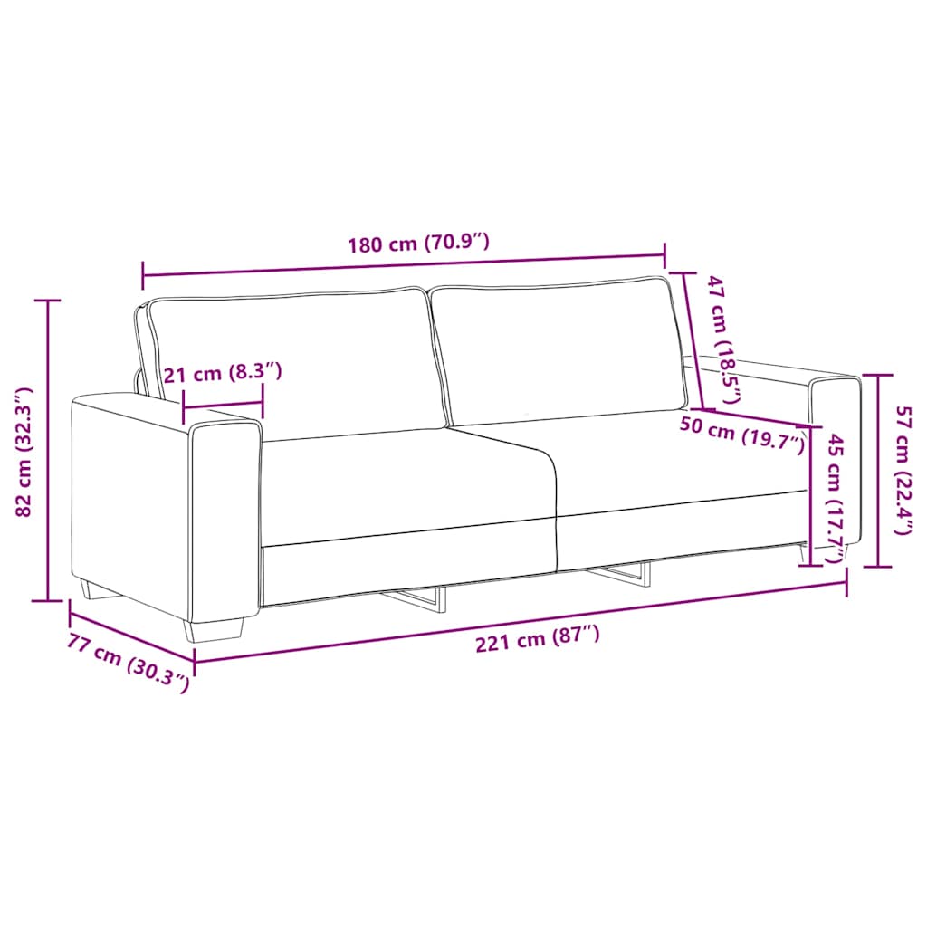 Ensemble de canapé 2 pcs avec coussins en tissu noir - XIOS